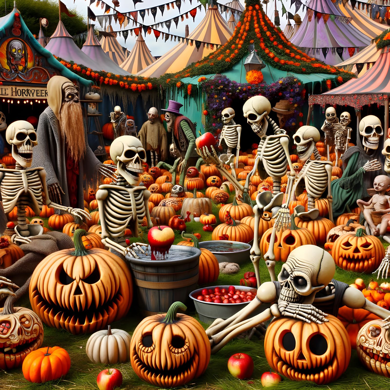 Spooky Harvest Festival with Zombie Farmers and Scary Pumpki...