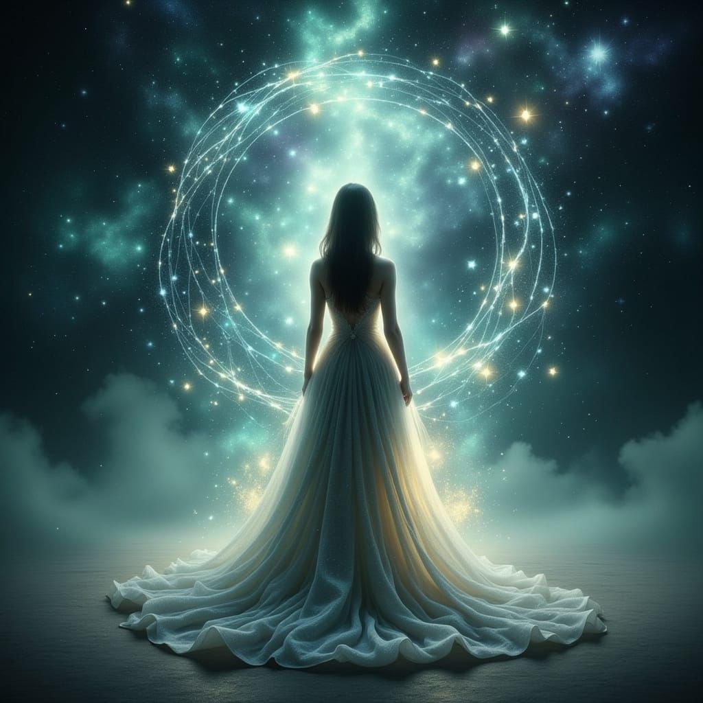 Celestial Woman Gazing into the Universe
