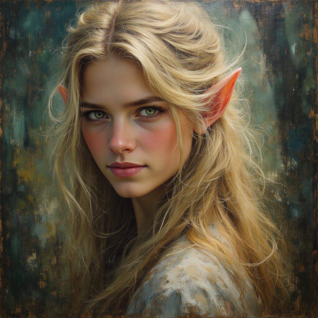 Beautiful Elf Girl in Vibrant Fairytale City