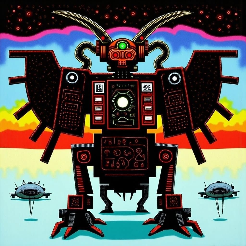 Massive Winged-Centaur Mecha with Rainbow Palette