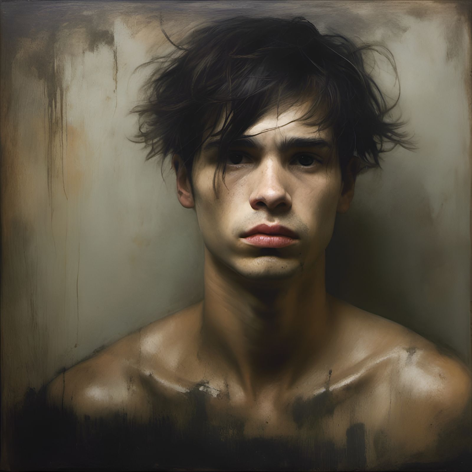 Anxious Man in Tonalist Painting Style