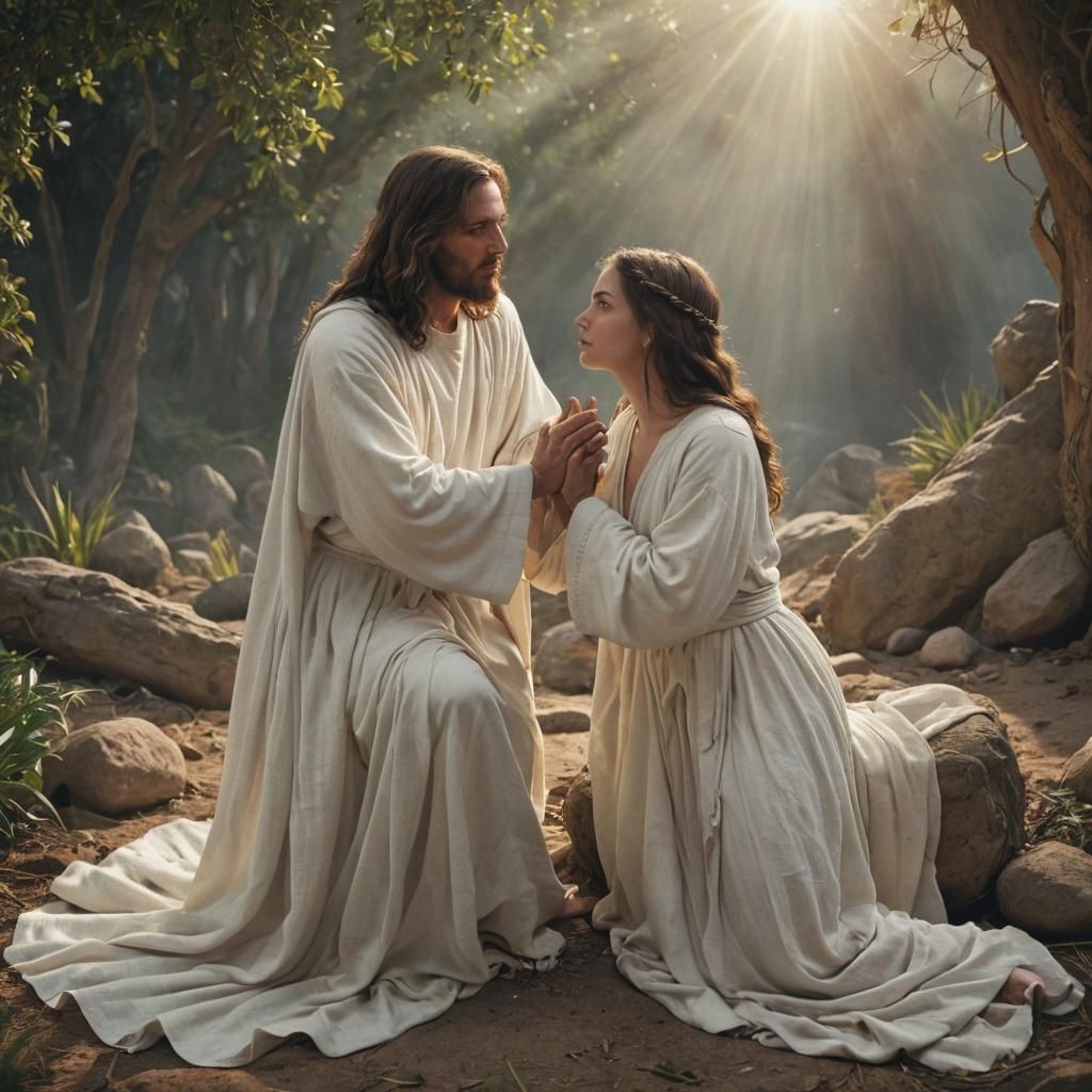 Jesus Christ Appears to Mary Magdalene: Detailed Matte Paint...