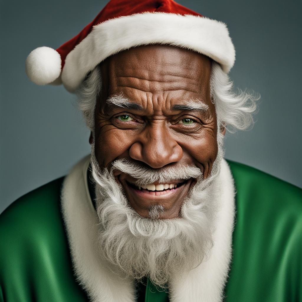 Green-Clad Santa Claus Smiling Portrait