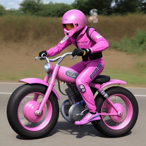 Vibrant Hot Rod Scene in Whimsical Bubble Gum Aesthetic