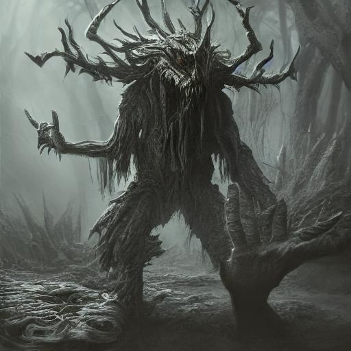 Mythological Horror Creature in Dark Fantasy Art