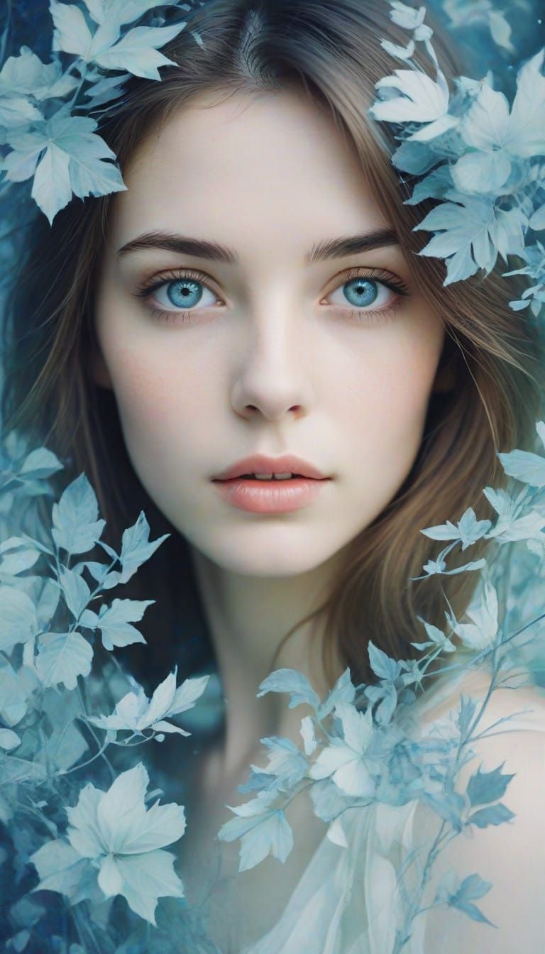 Surreal Ethereal Woman in Double Exposure