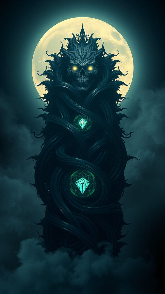 Ominous Shadow Figure in Mystical Realm