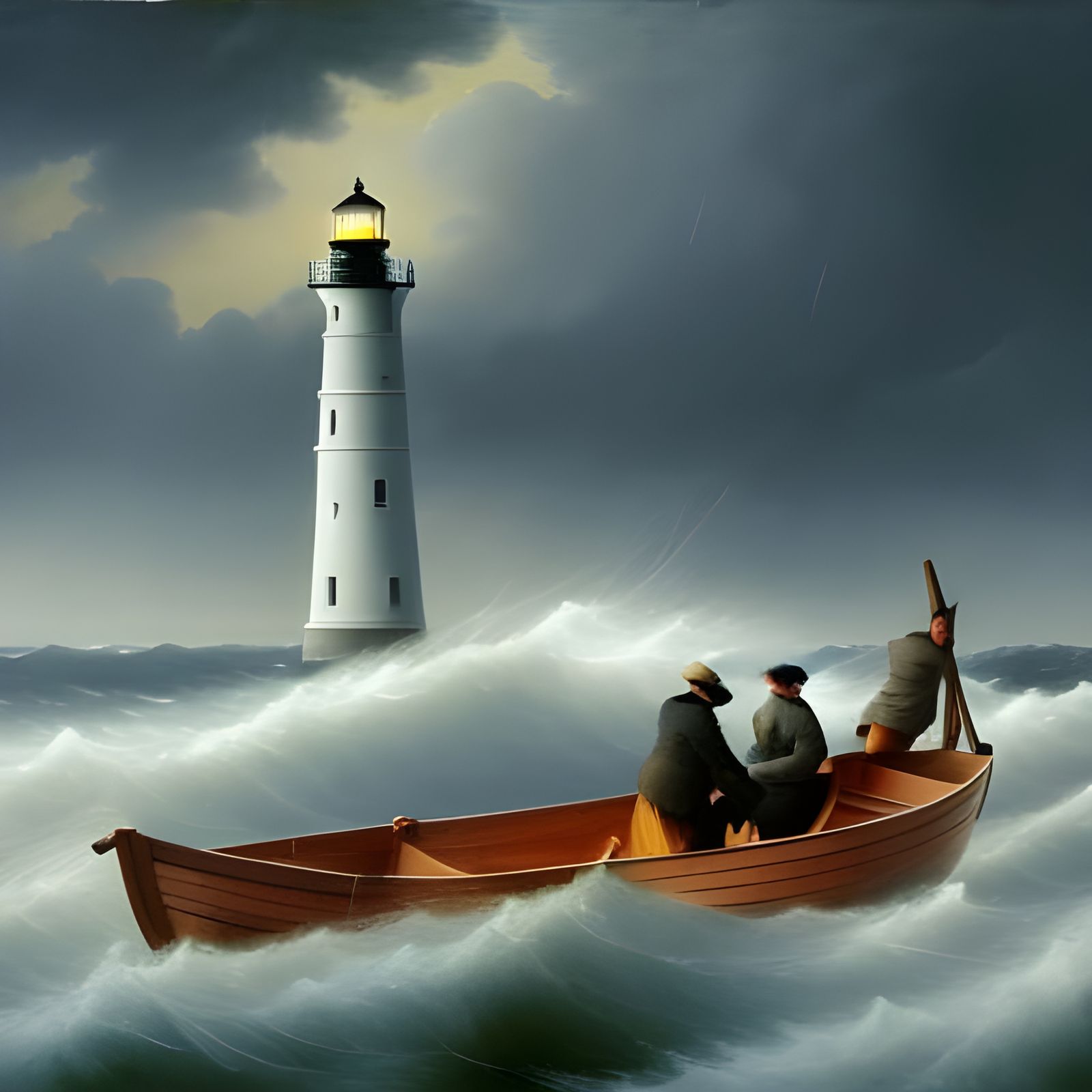 Stormy Sea Seascape Inspired by Oil Painting