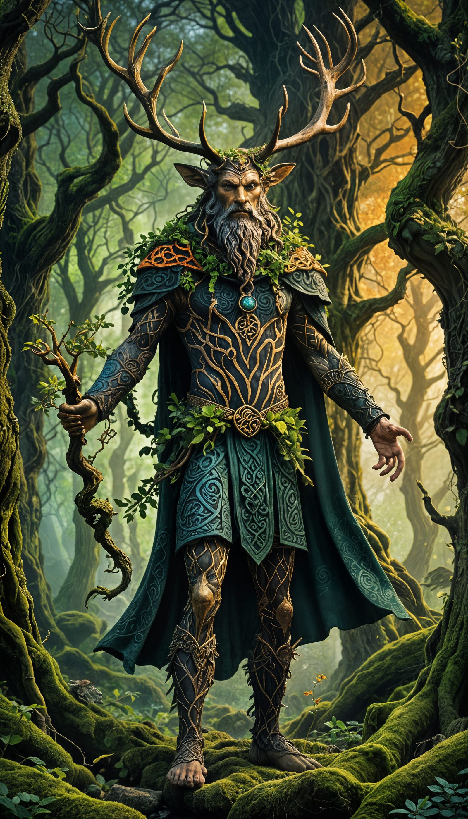 Celtic Deity Cernunnos in a Natural Setting