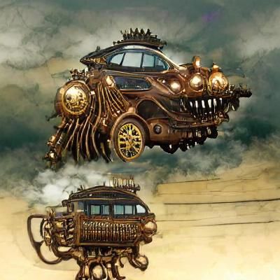 Steampunk Vehicle with Intricate Mechanical Design