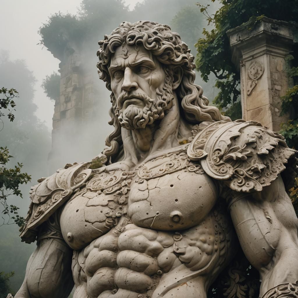 Apennine Colossus Walking in Misty Renaissance Landscape