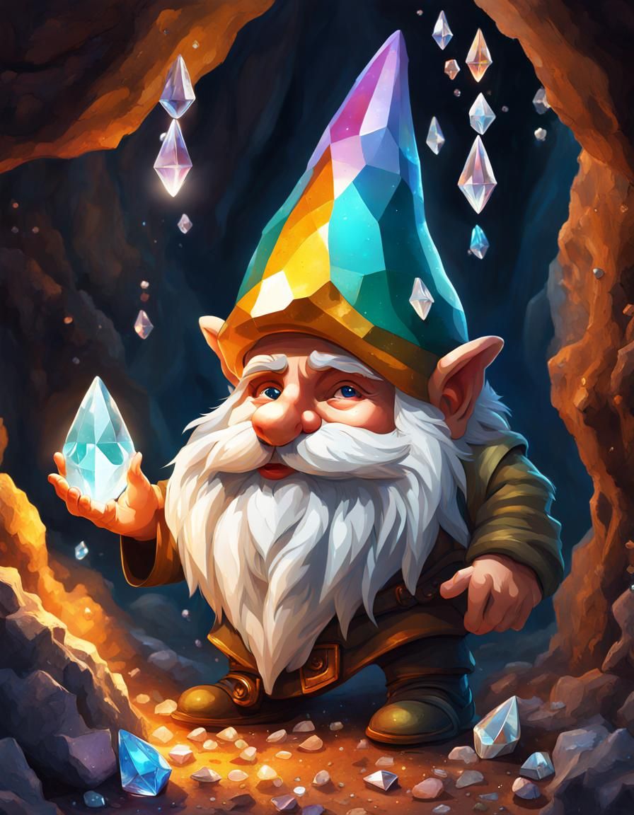 Crystalline Gnome in Sparkling Cave: Hyperrealistic Concept ...