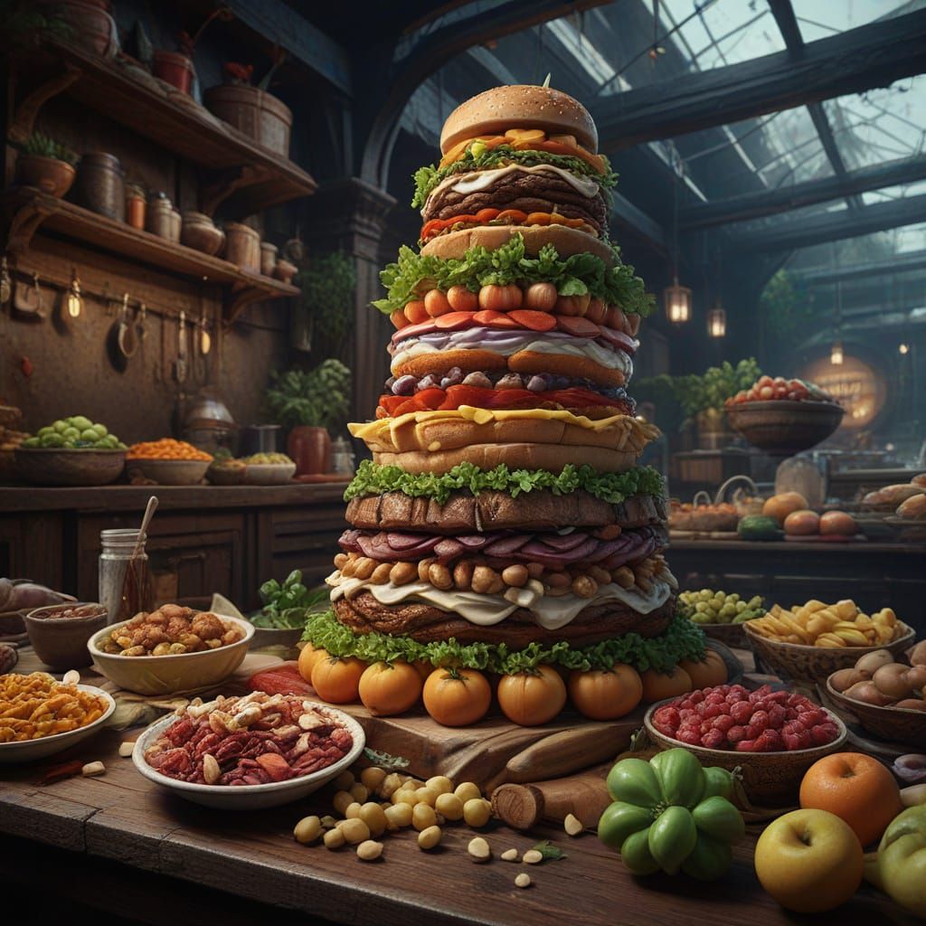 Fantastical Food Day Celebration in Deep, Vibrant Colors