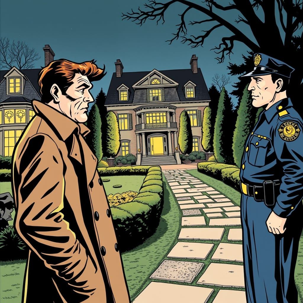 Detective and Officer Argument in 1950s Comic Style