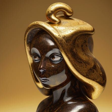 Surreal Figure in Melted Chocolate and Gold