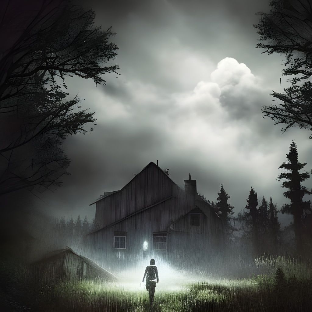 Eerie Demon Cloudscape Overrun Village, Digital Matte Painti...