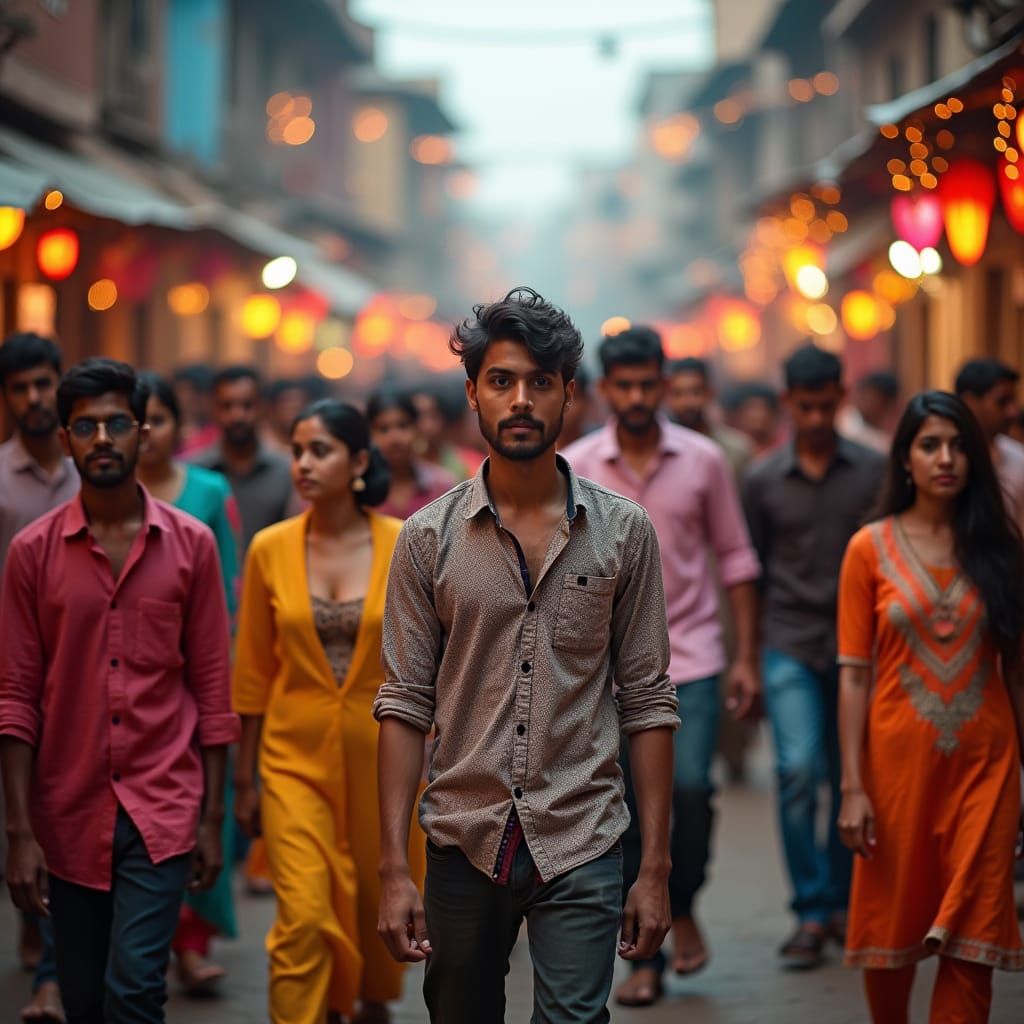 Durga Puja Festival: Village Streets in Cinematic Style