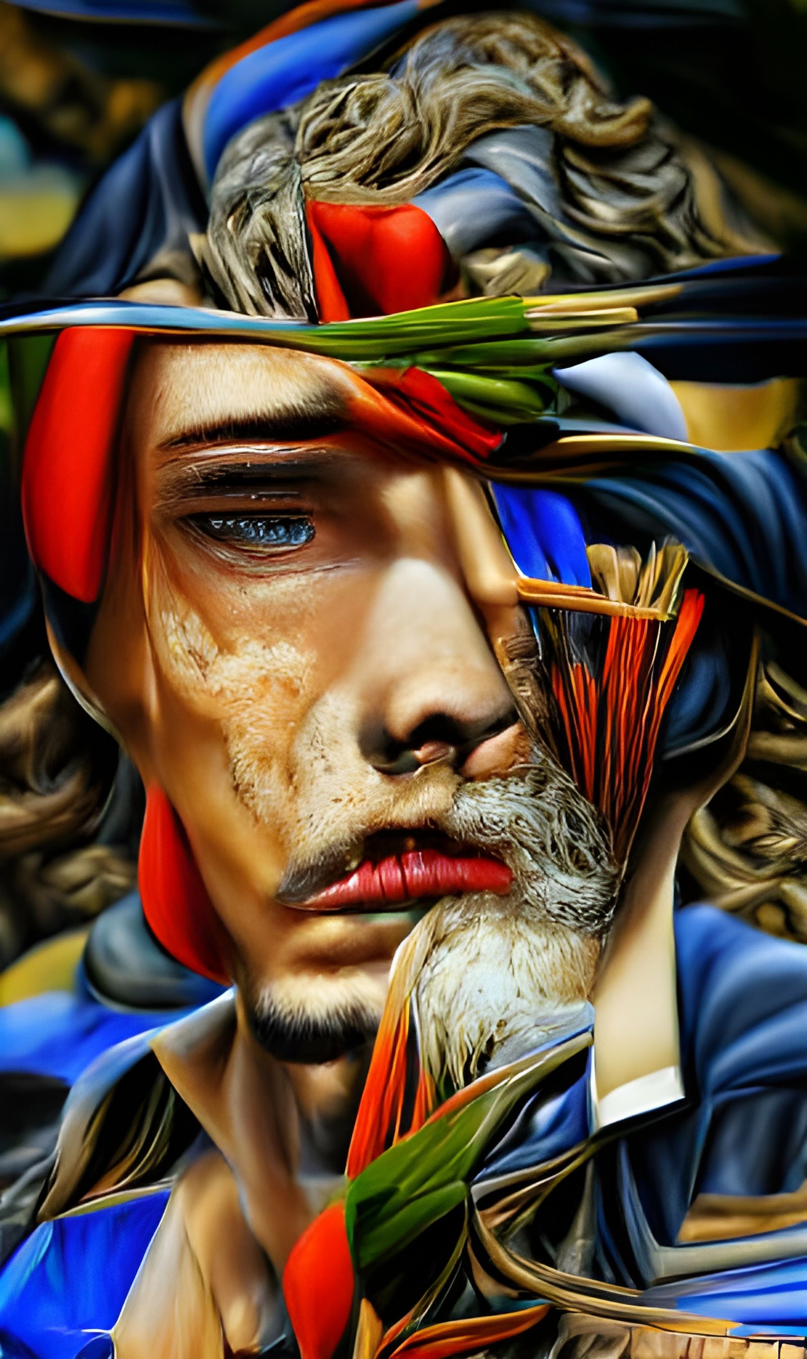 Sorrowful Man in Renaissance Painting Style