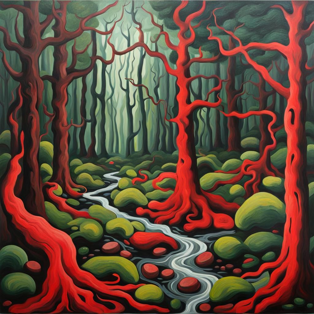 Eldritch Forest in Abstract Expressionist Style