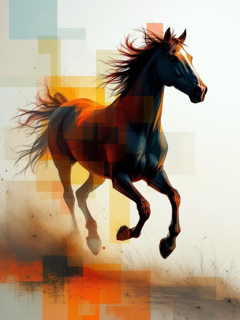 Abstract Horse in Ethereal Expressionist Style