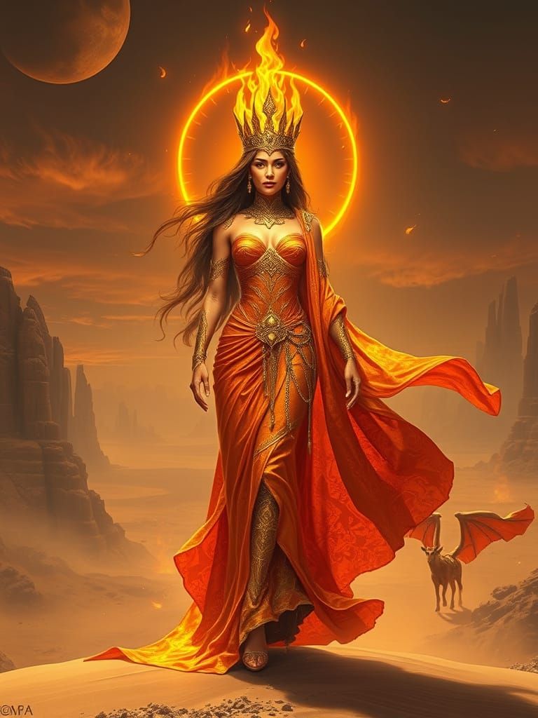 The Sunfire Empress in Futuristic Ancient Aesthetic