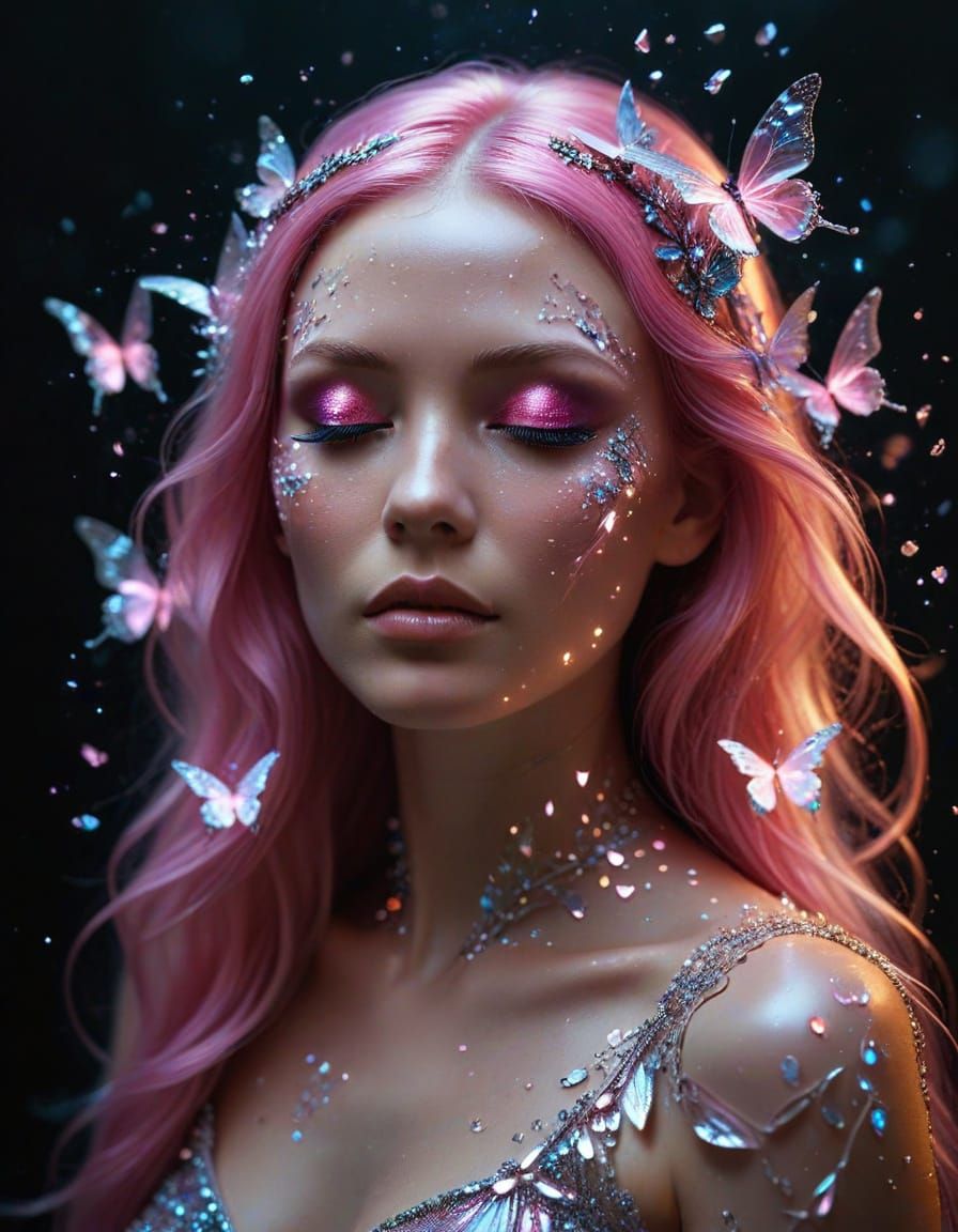 Crystal Goddess in Radiant Butterfly Wings