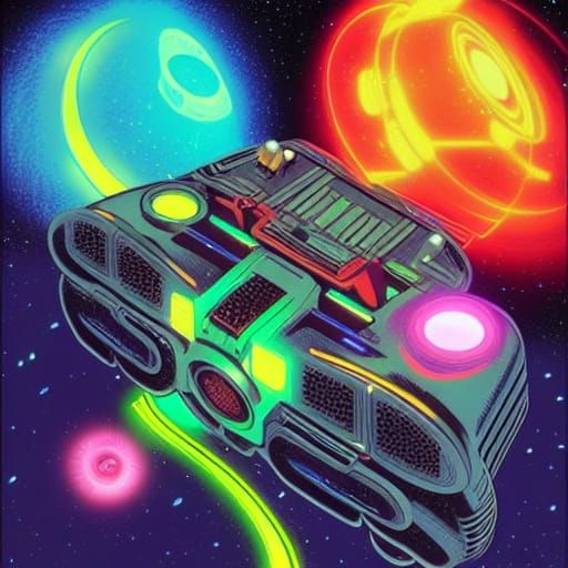 Nintendo Gamecube in Neon Space Comic Art