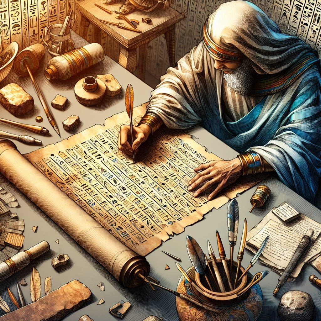 Ancient Egyptian Scribe in Meditative Work