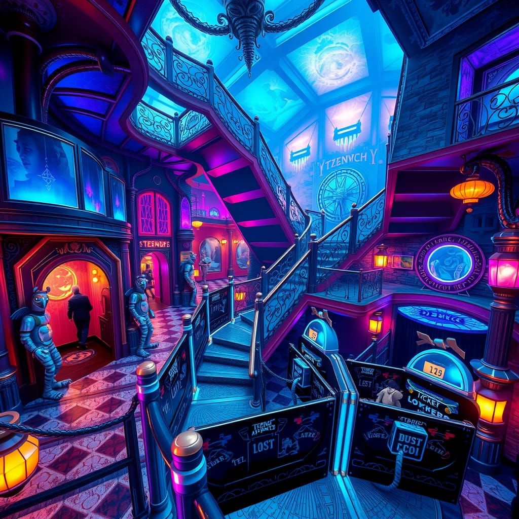 Surreal Tzeentch Amusement Park with Escher Staircases