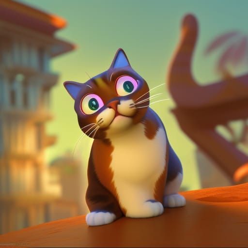 Pixar Style Cat in 3D Digital Art