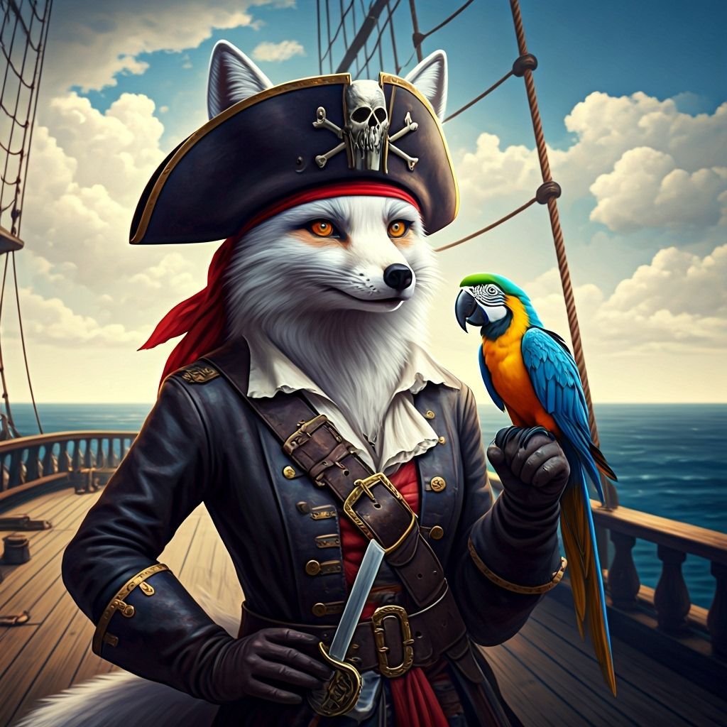 Pirate Fox Captain on Ship: Cinematic Film Still