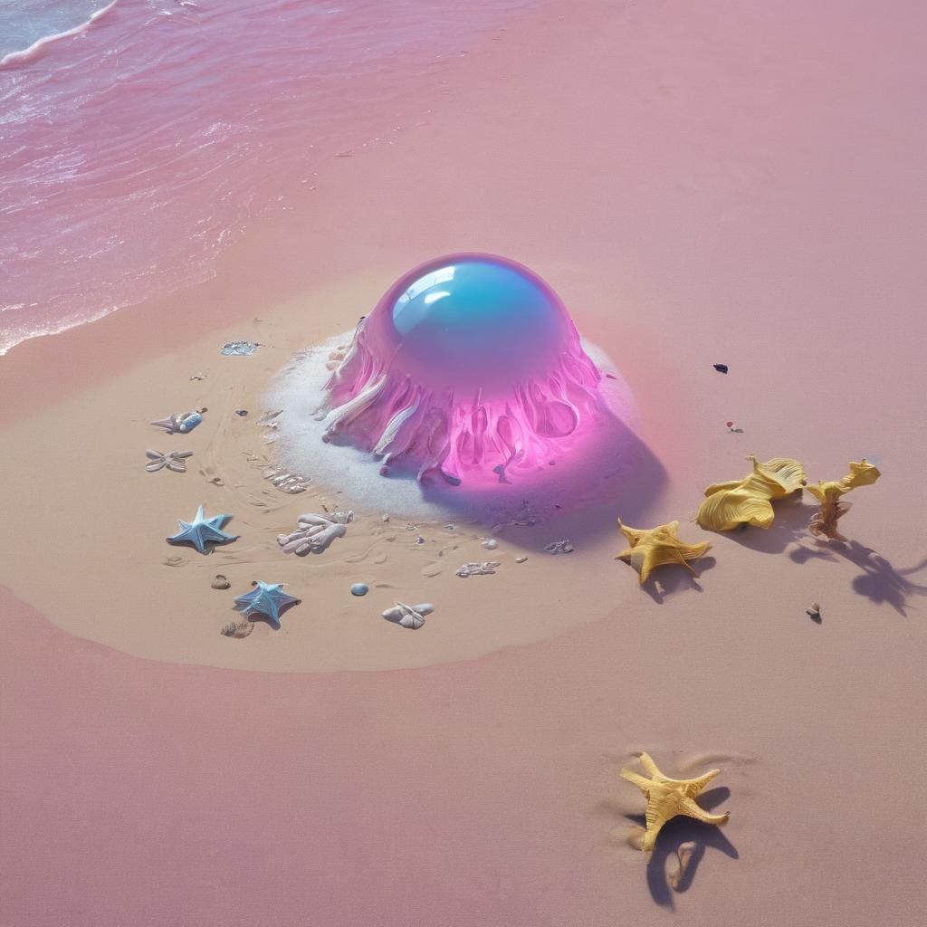 Retro Sci-Fi Seaside Travel Ad in Pixar Style