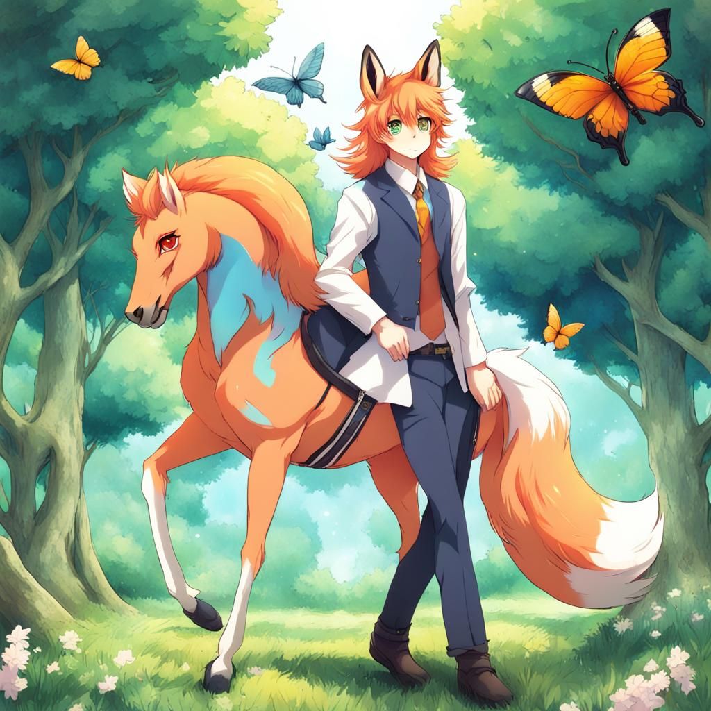 Fox-Horse Centaur in Ghibli Anime Style