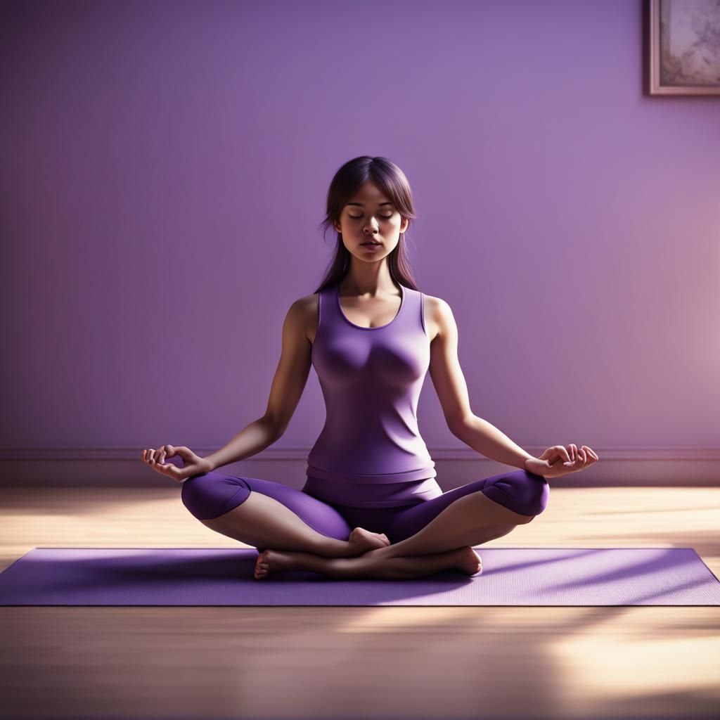 Yoga Family in Violet: 3D Rendered Harmony