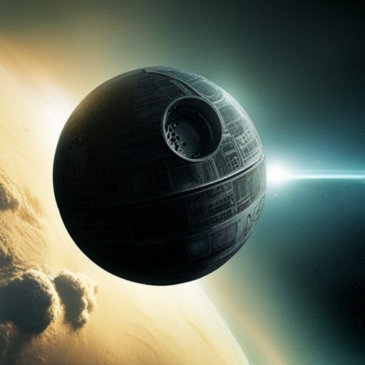 Star Wars Death Star Over Green Planet