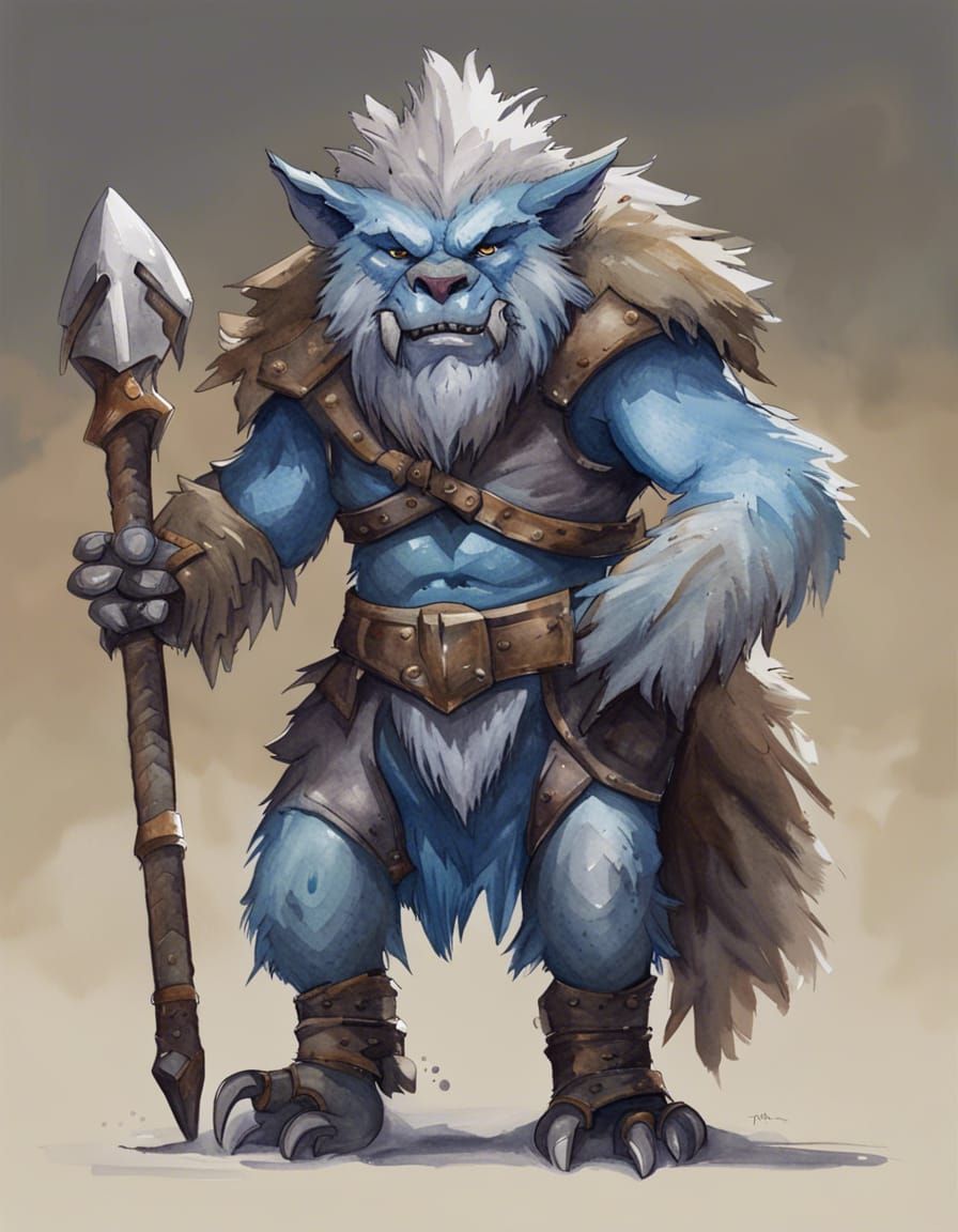 Bugbear Portrait in Cartoon Watercolor Style