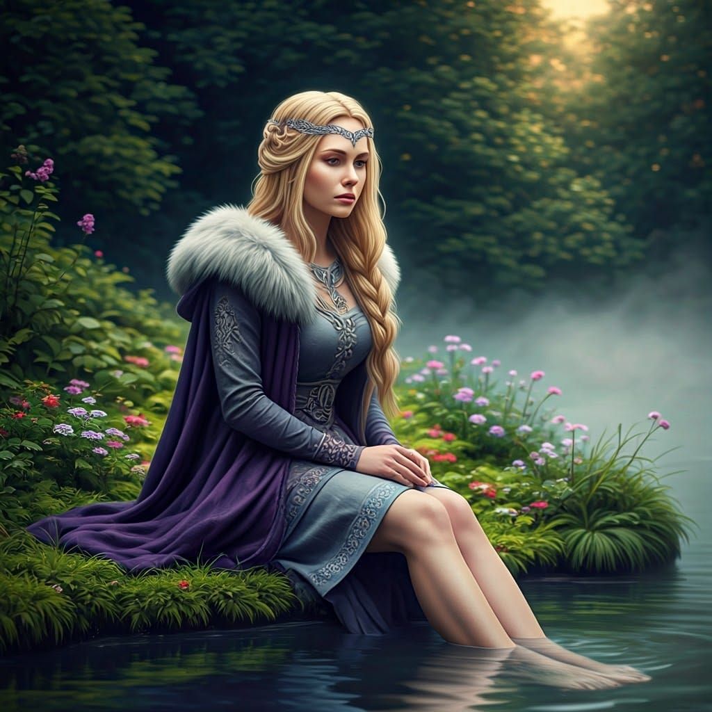 Celtic Woman at Thermal Springs: Hyperrealistic Digital Art