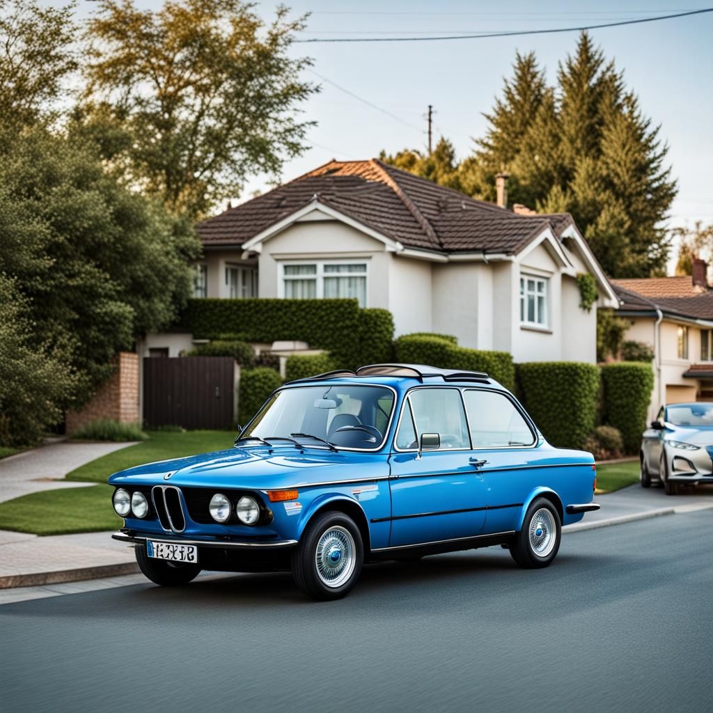 Blue BMW Bubble Car on Suburban Street