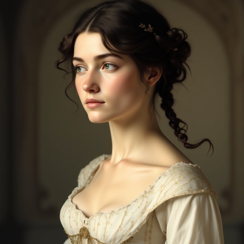 Regency Era Portrait of a Dark-Haired Girl