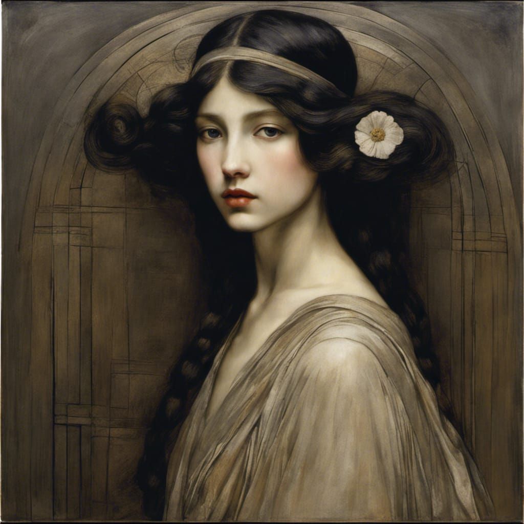 Girl Portrait in Pre-Raphaelite Style