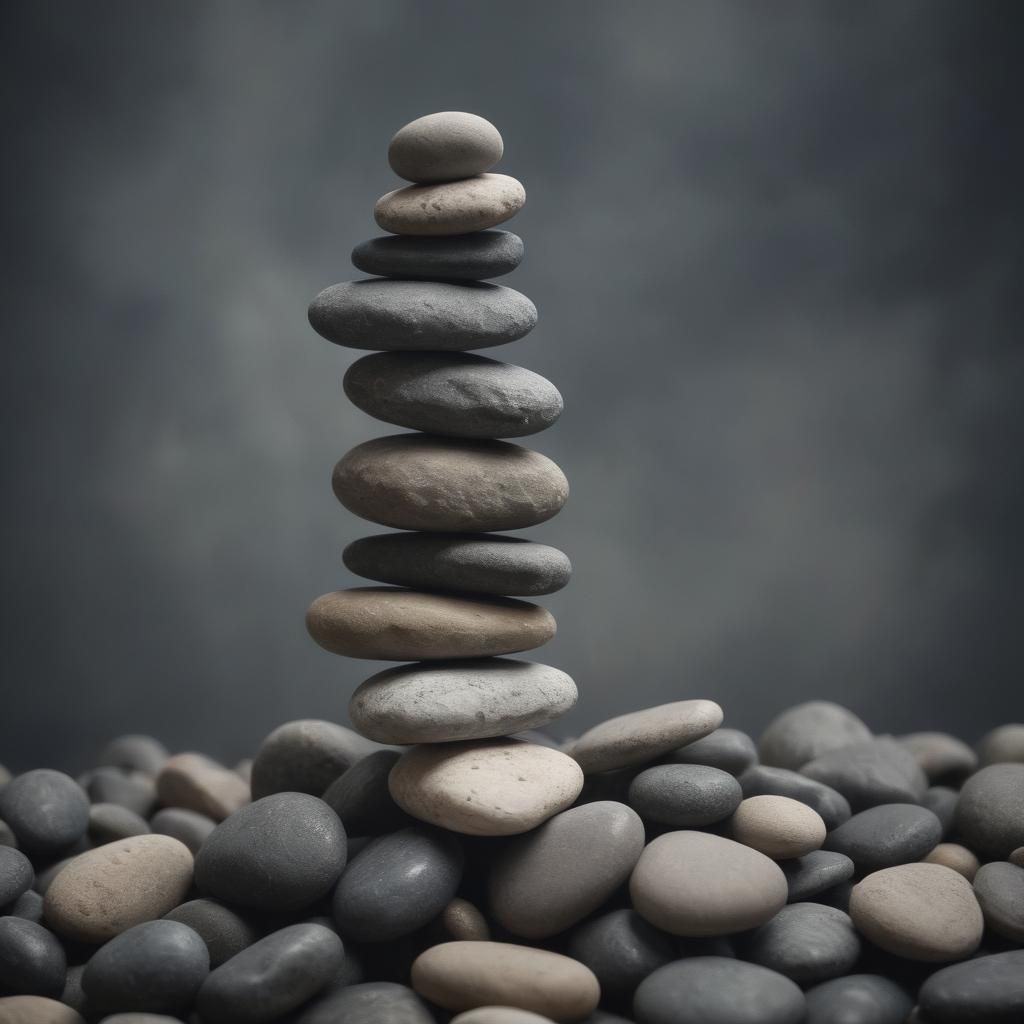 Photorealistic Stacked Stones Against Blurry Background