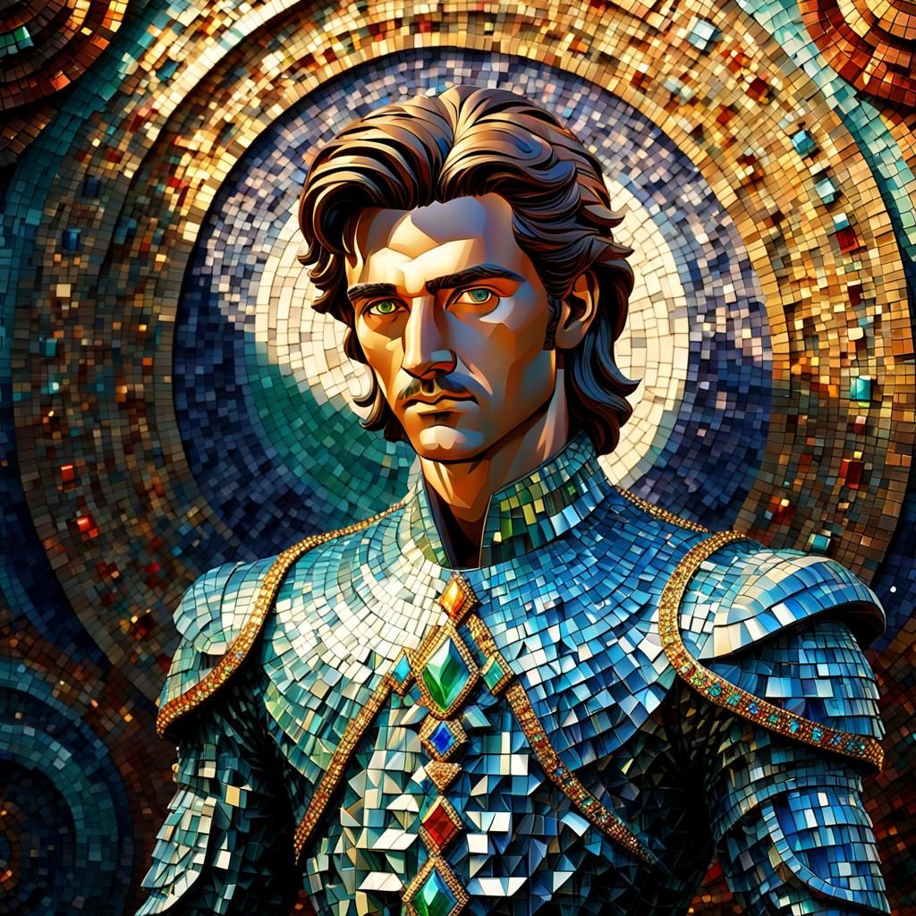Jewel Encrusted Statue of a Handsome Man