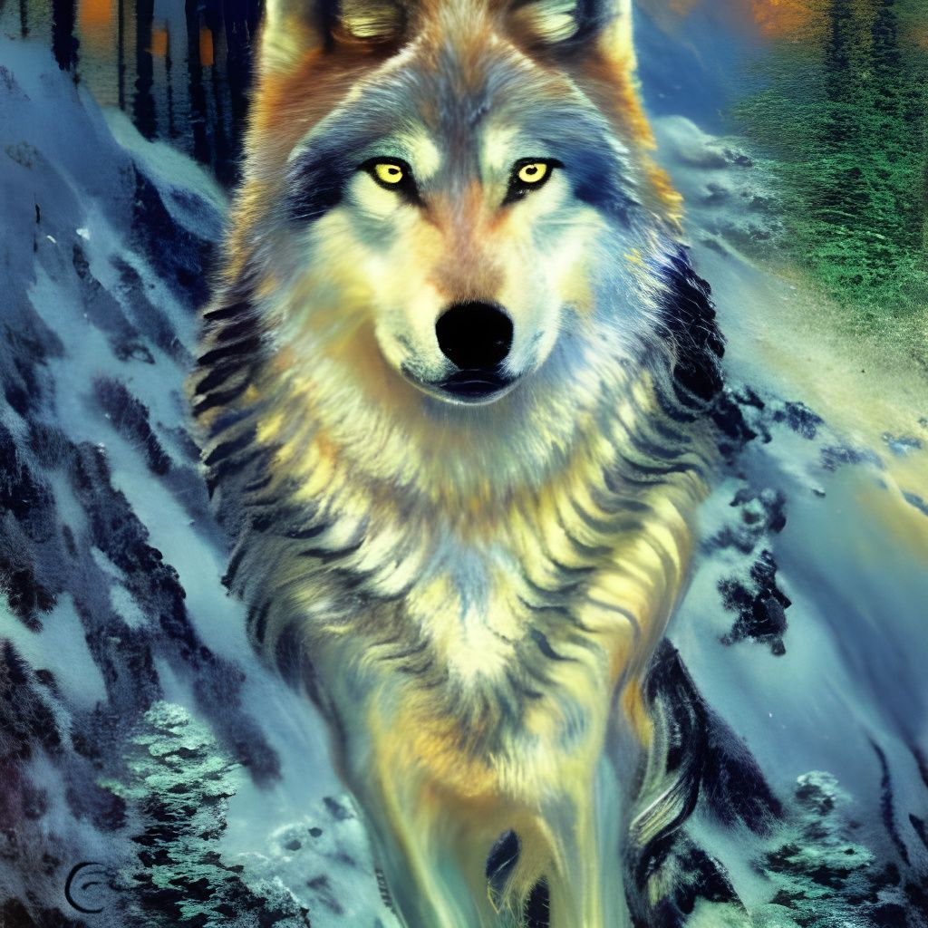 Wolf Totem in Classic Oil Painting Style