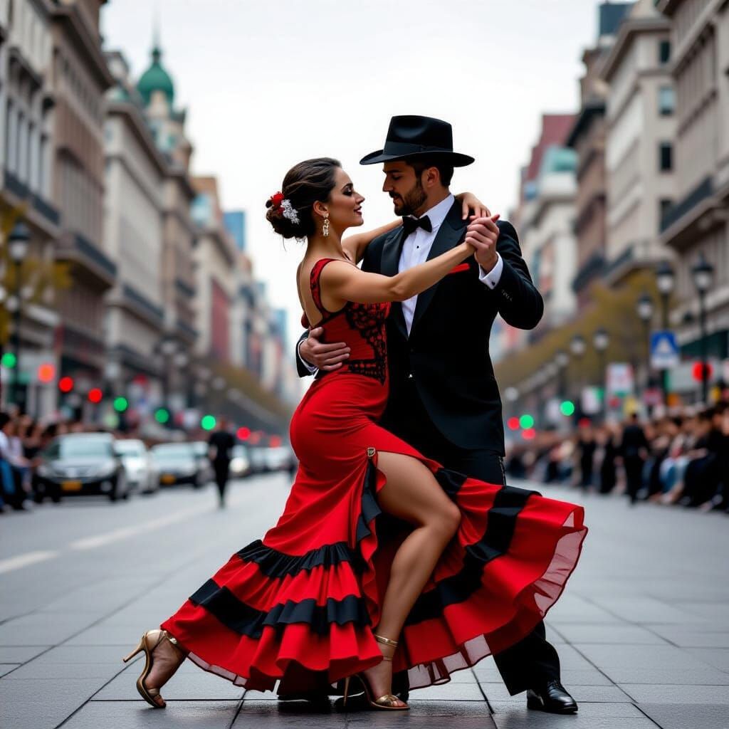 Passionate Tango Dancers in Vibrant Argentina Scene