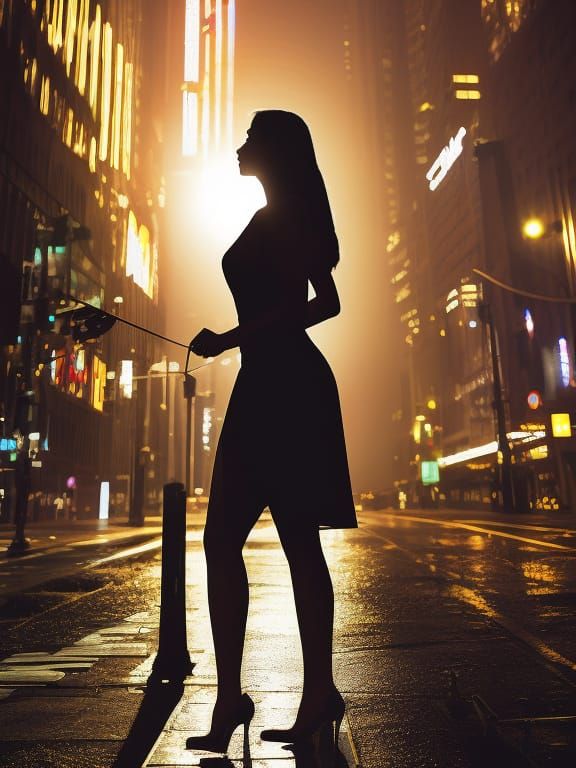 Cityscape Silhouette: A Nighttime Portrait in Hyperdetailed ...