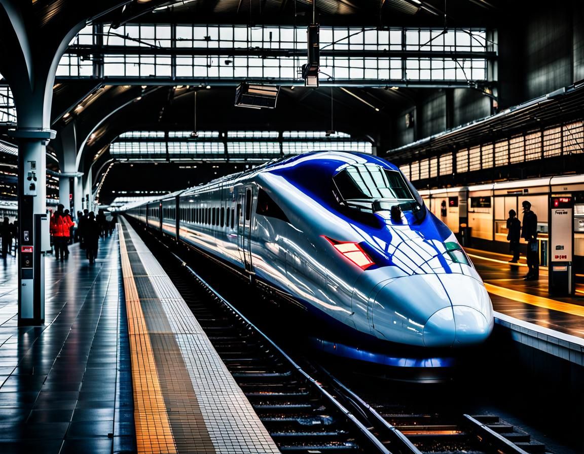 Hyperrealistic Bullet Train Departs Station in Cinematic HDR