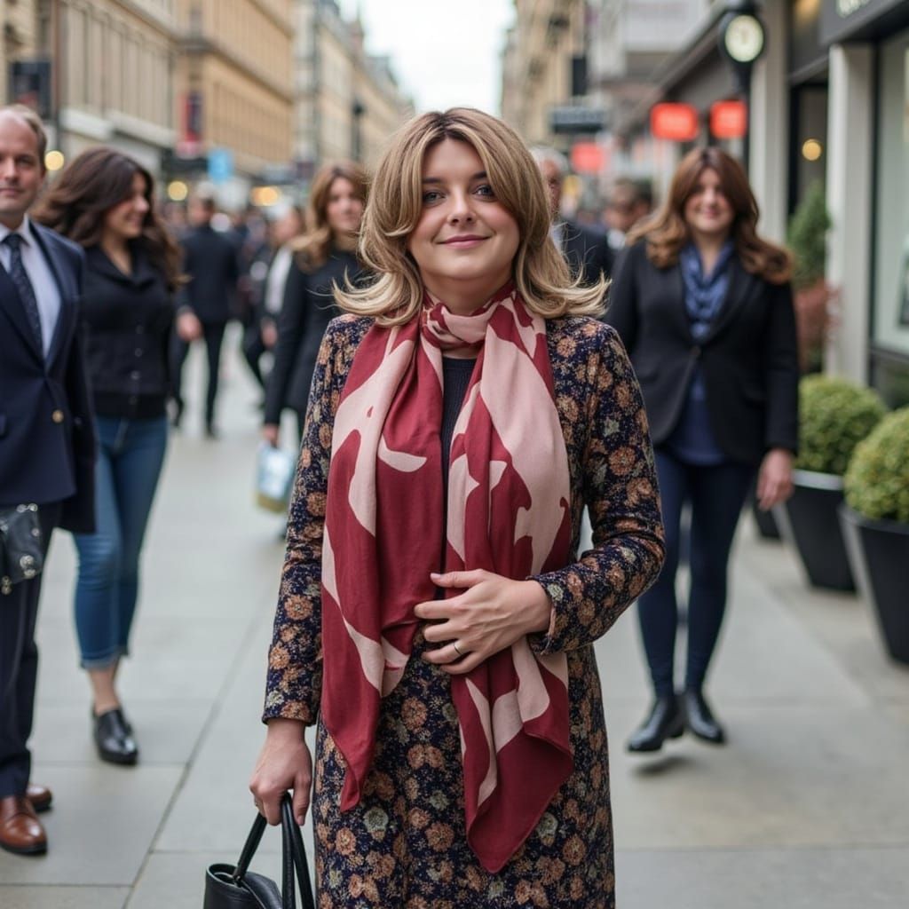 Glamorous Older Woman Strolling through London