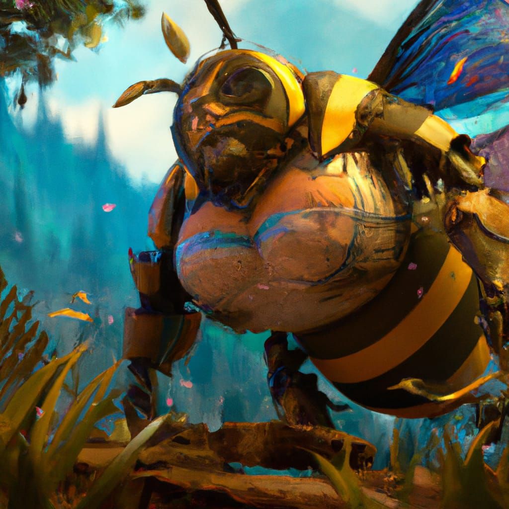 Bumble Bee Fantasy Concept Art in Detailed Matte Painting