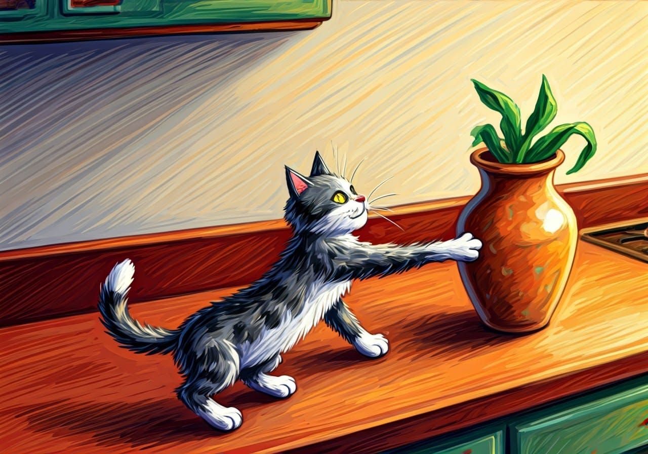 Cat Mishap: A Child's Crayon Catastrophe