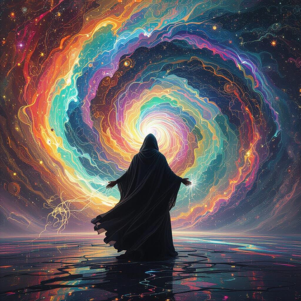 Cosmic Silhouette: A Psychedelic Digital Art Piece